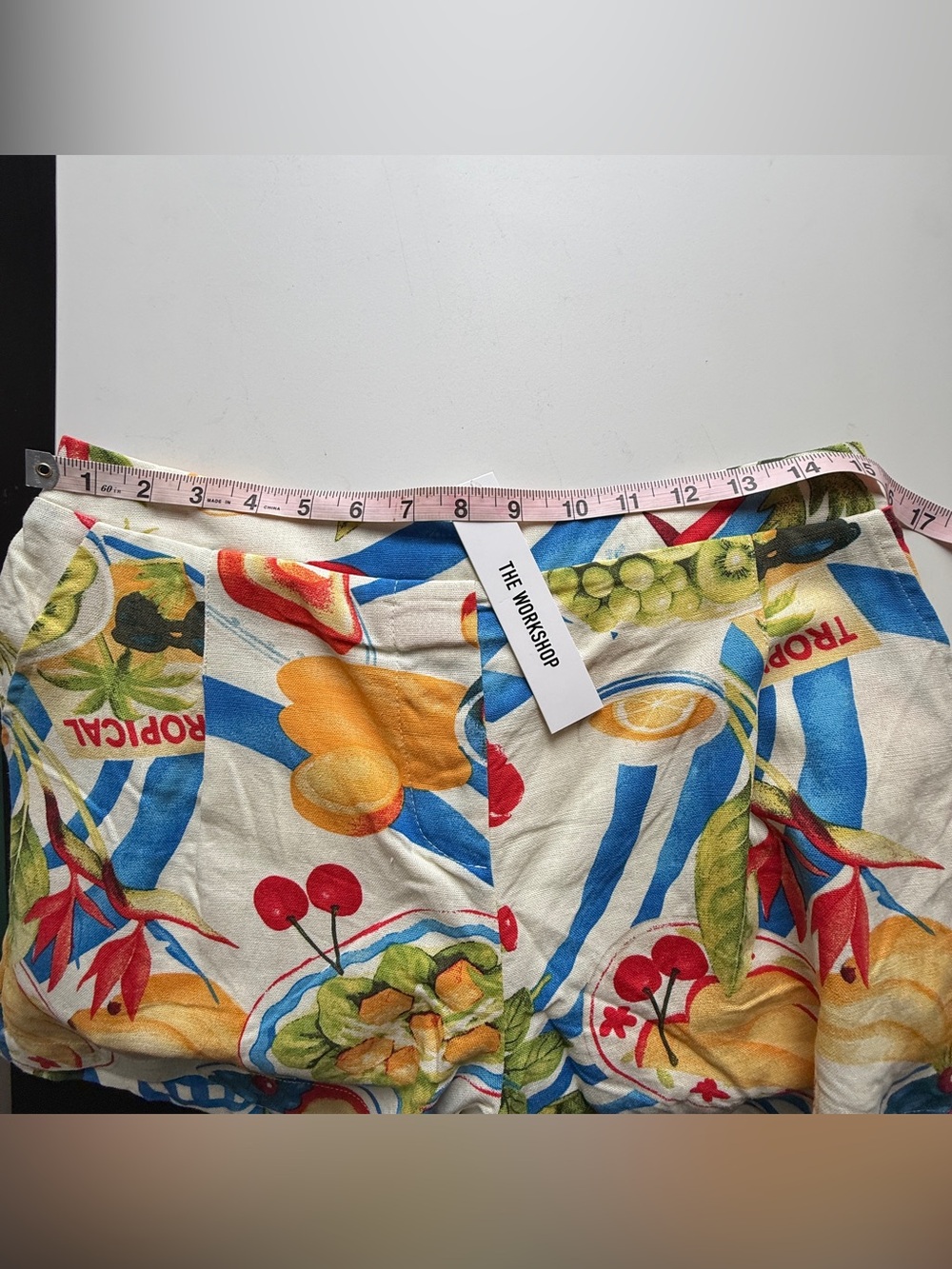 Tropical Print Two Piece Linen Blend Top & Shorts Set Size Large - Picture 6 of 7
